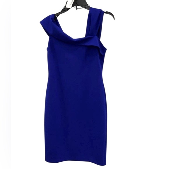 Vince Camuto Blue Asymmetrical One Shoulder Cocktail Dress sz 8 NWT